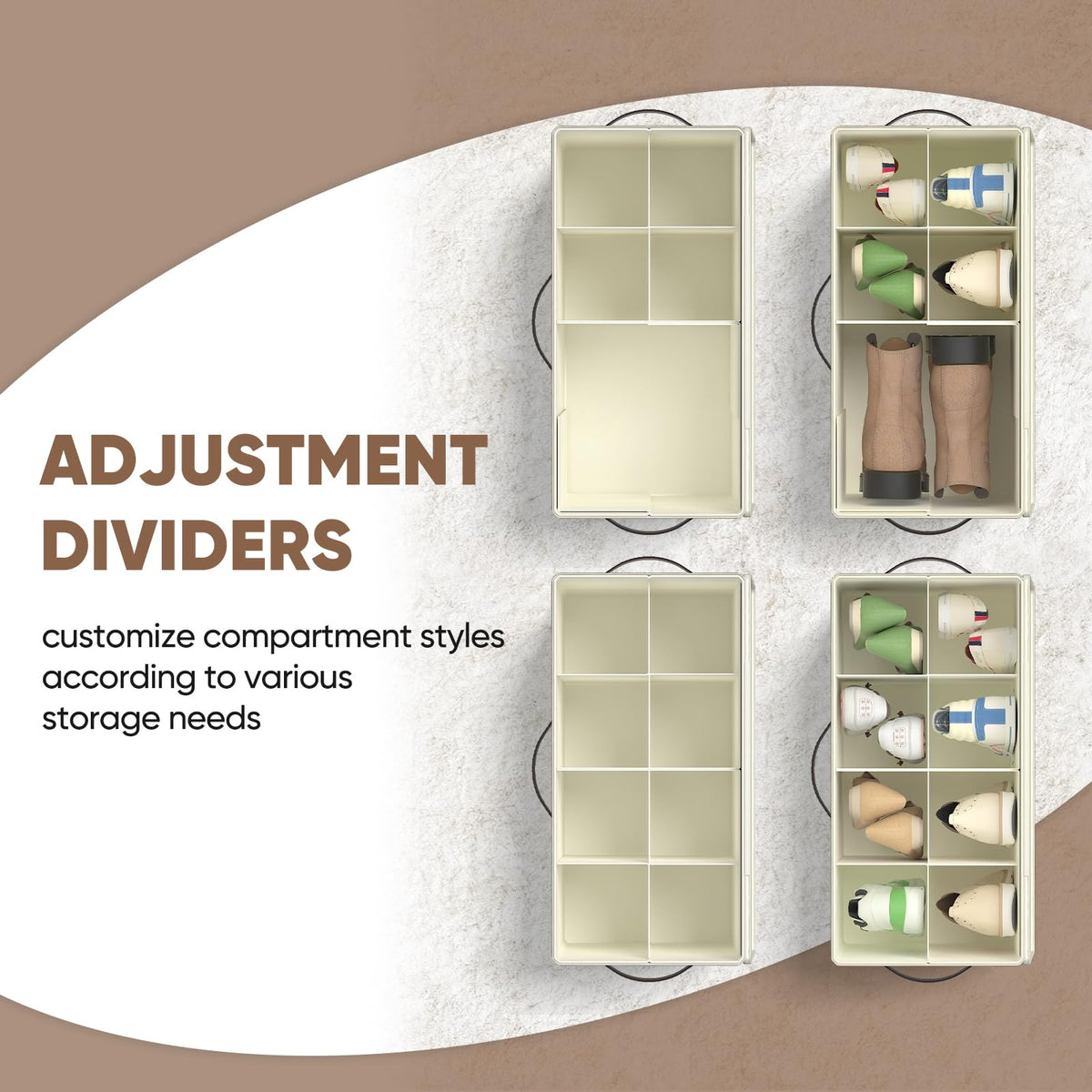 OIAHOMY durable multi-side handles enable easy slide from shelves.