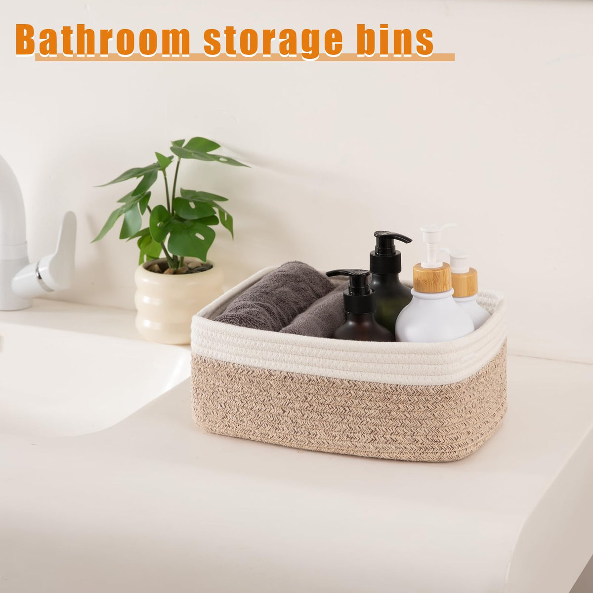 OIAHOMY soft cotton storage baskets organization, ideal for toys, cosmetics, and small items.
