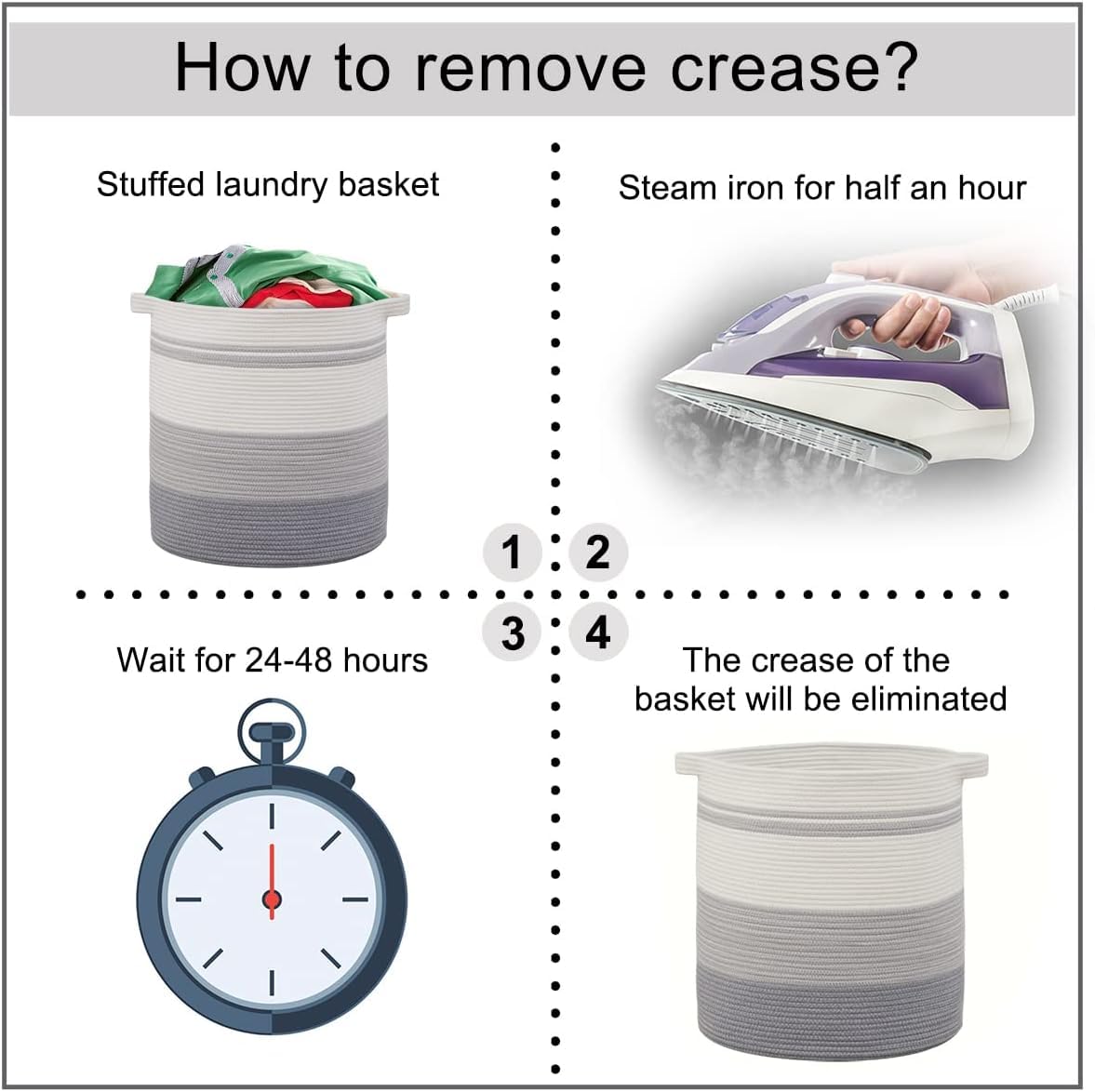 Spacious storage basket ideal for clothes and bulky textiles.