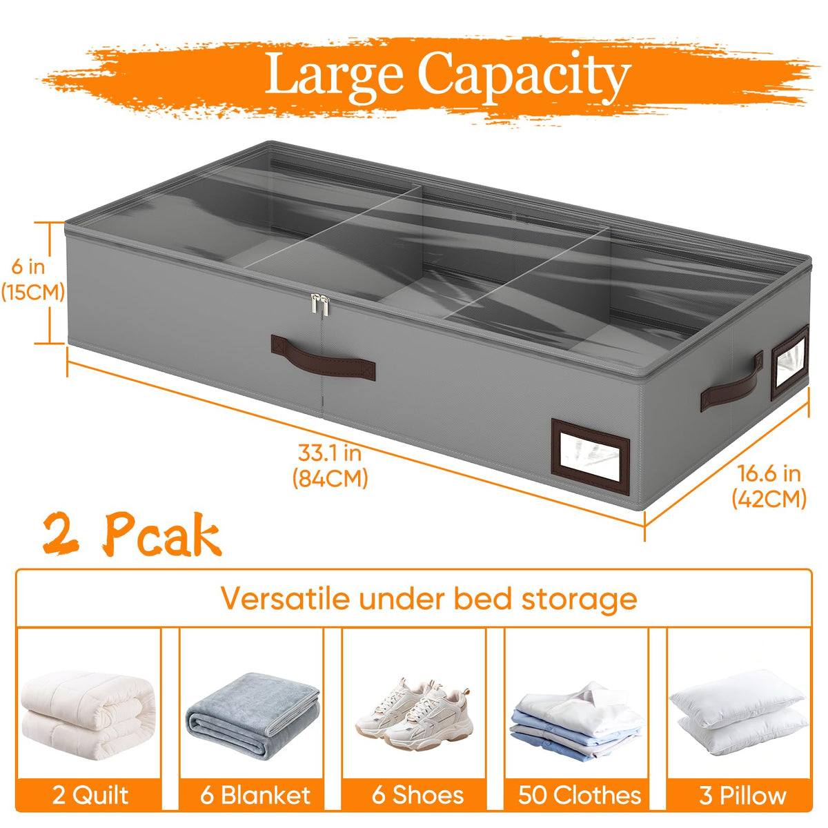 OIAHOMY bin with adjustable divider for flexible spacing.