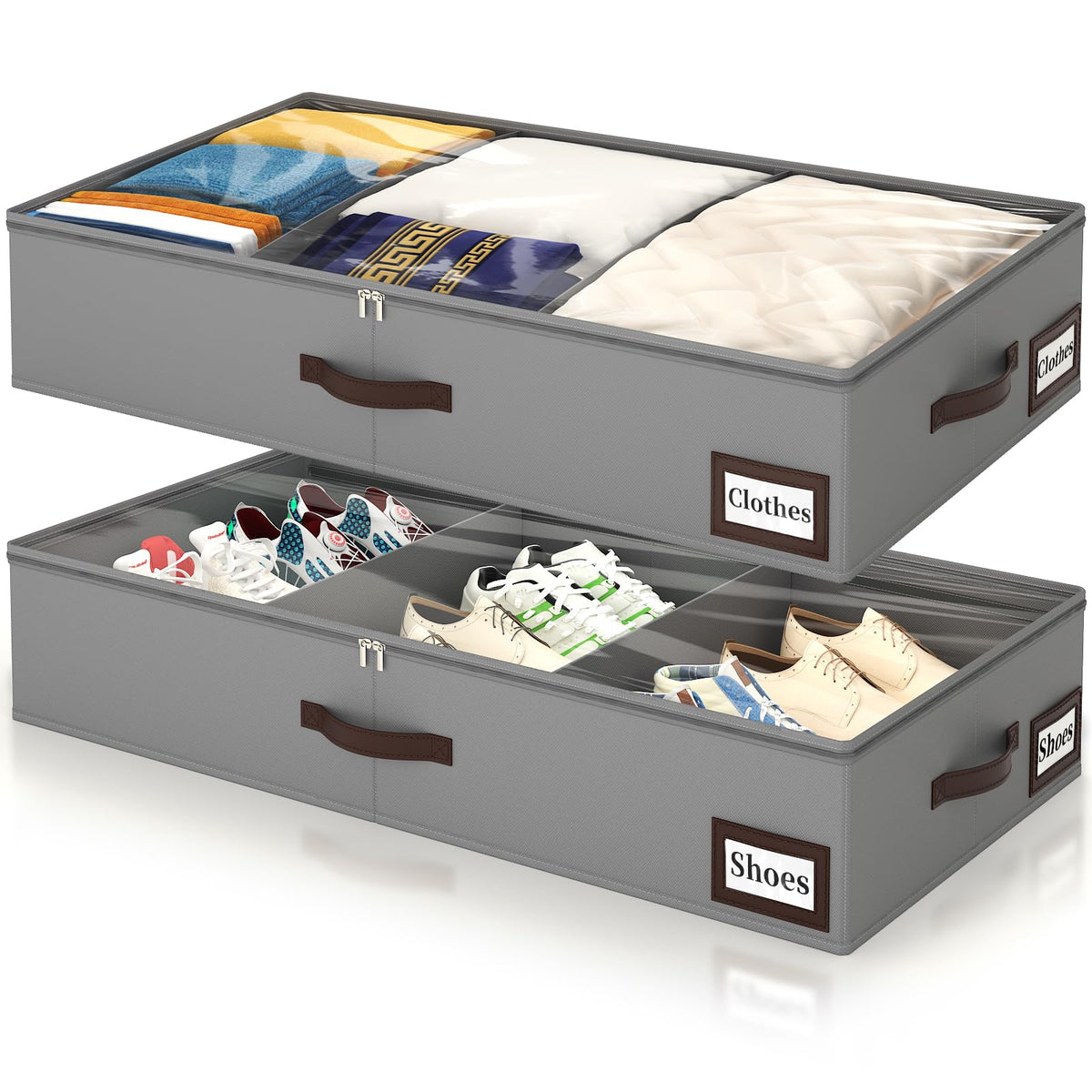 OIAHOMY under-bed storage with clear-view lid for quick content visibility.