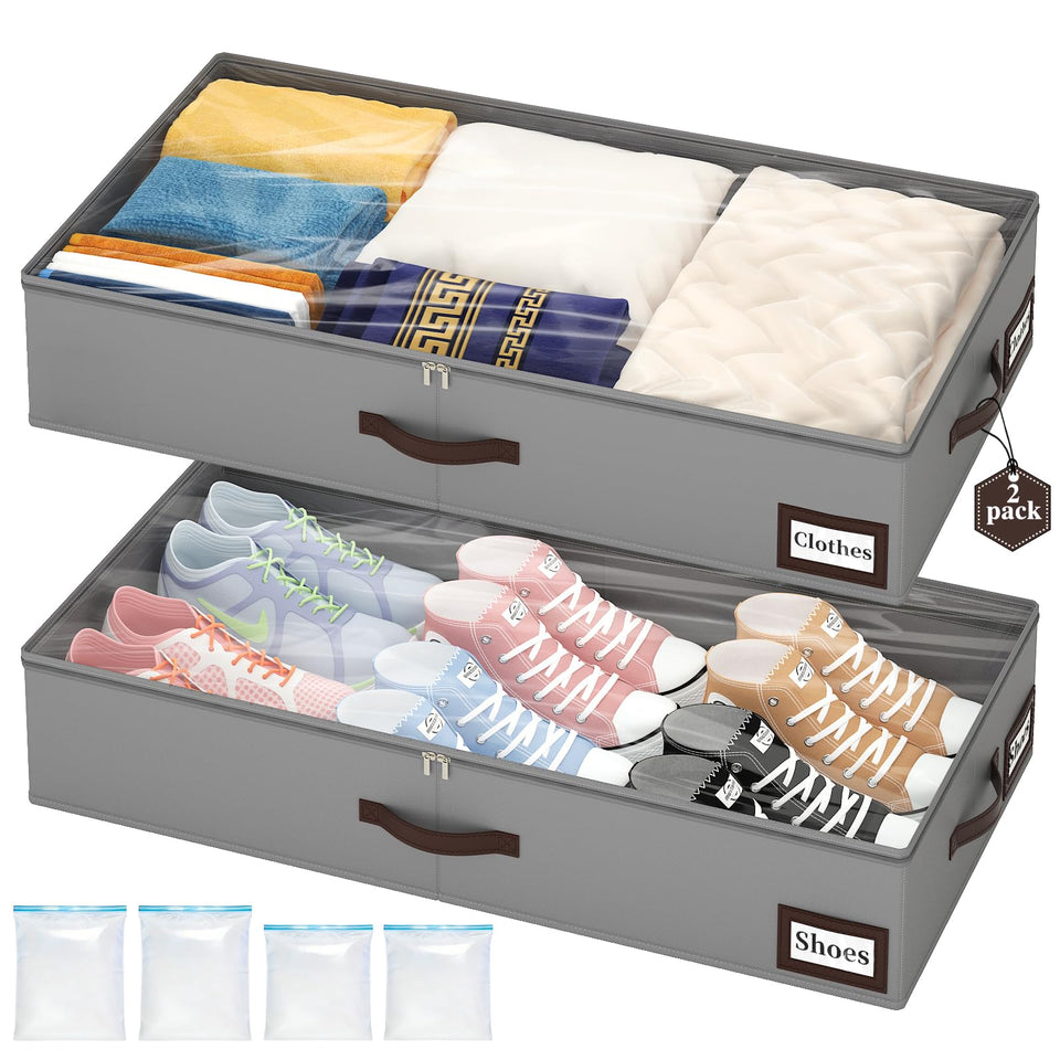 OIAHOMY under-bed storage showing compact dimensions for tight spaces and easy access.