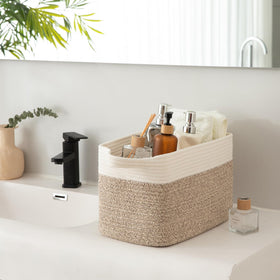 OIAHOMY white brown variegated basket adds chic decor.