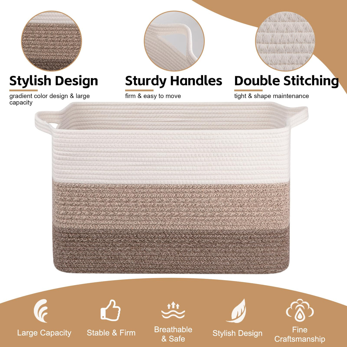 OIAHOMY woven toy bin in nursery scene emphasizes room organization.