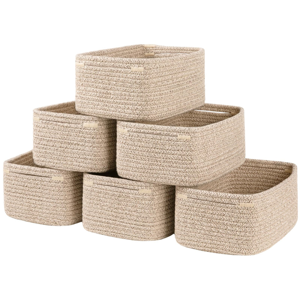 OIASKET six-pack brown storage basket on shelf for tidy spaces
