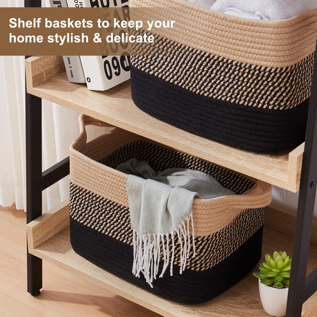 OIASKET basket with handles easy carry from room to room.