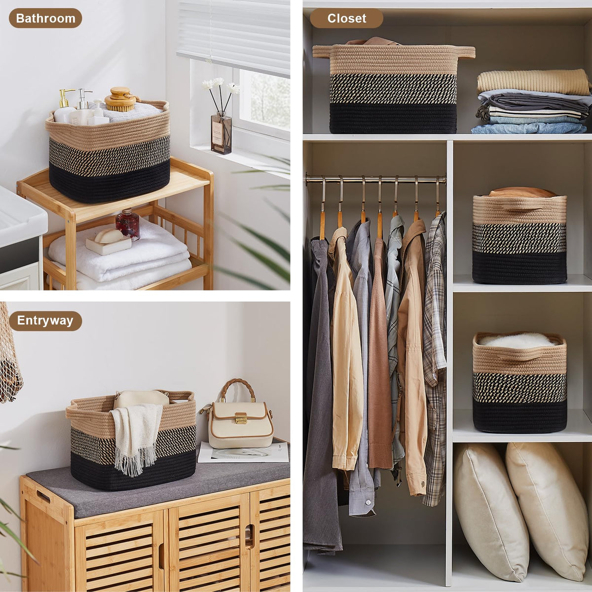 OIASKET bathroom towel storage basket keeps essentials neatly arranged