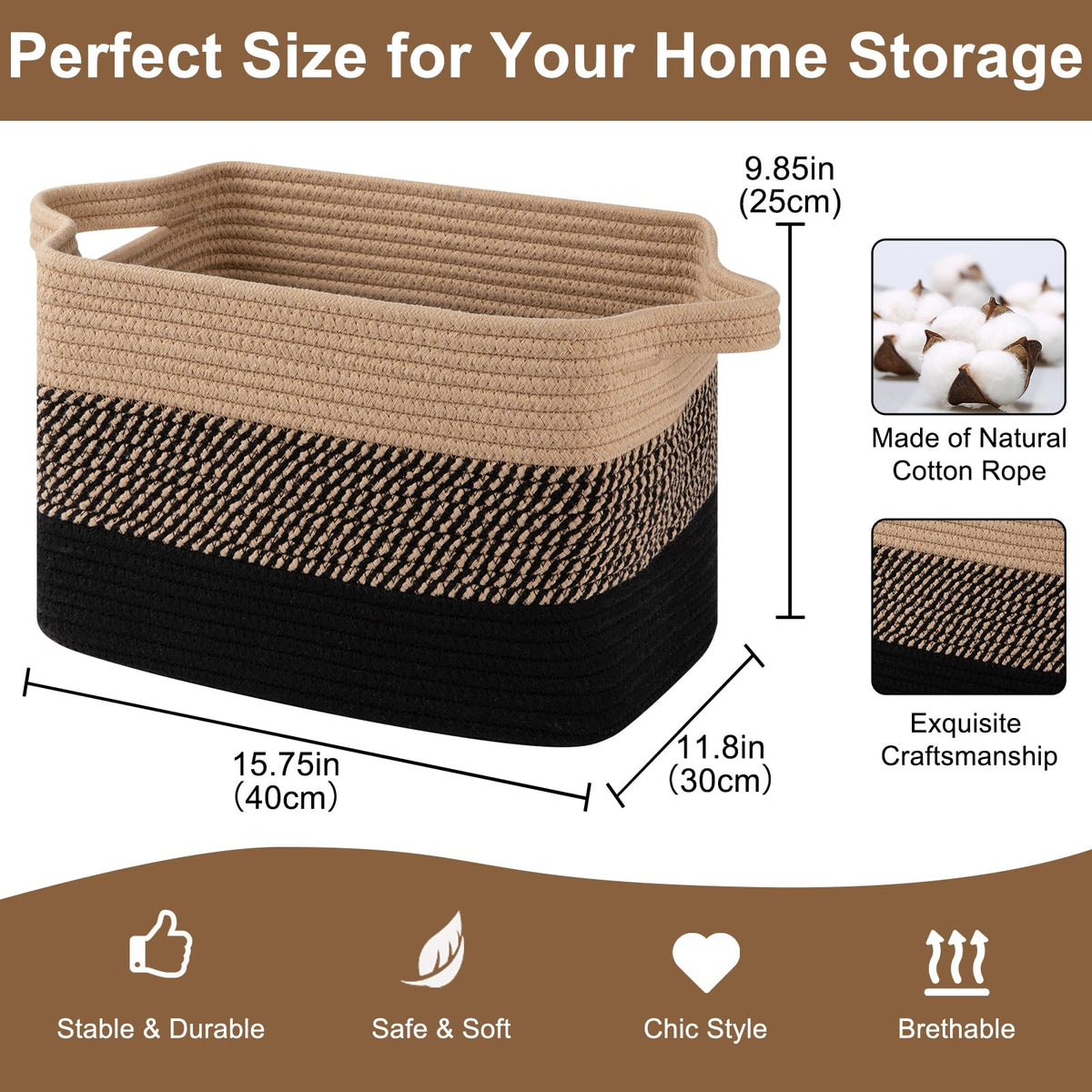 OIASKET nursery basket soft cotton rope helps keep toys neatly stored.