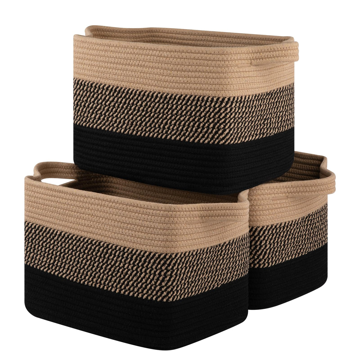 OIASKET storage basket rectangle in black and brown for organized shelves.