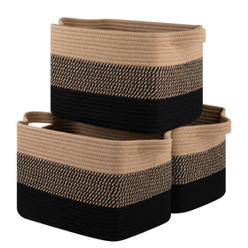 OIASKET storage basket rectangle in black and brown for organized shelves.