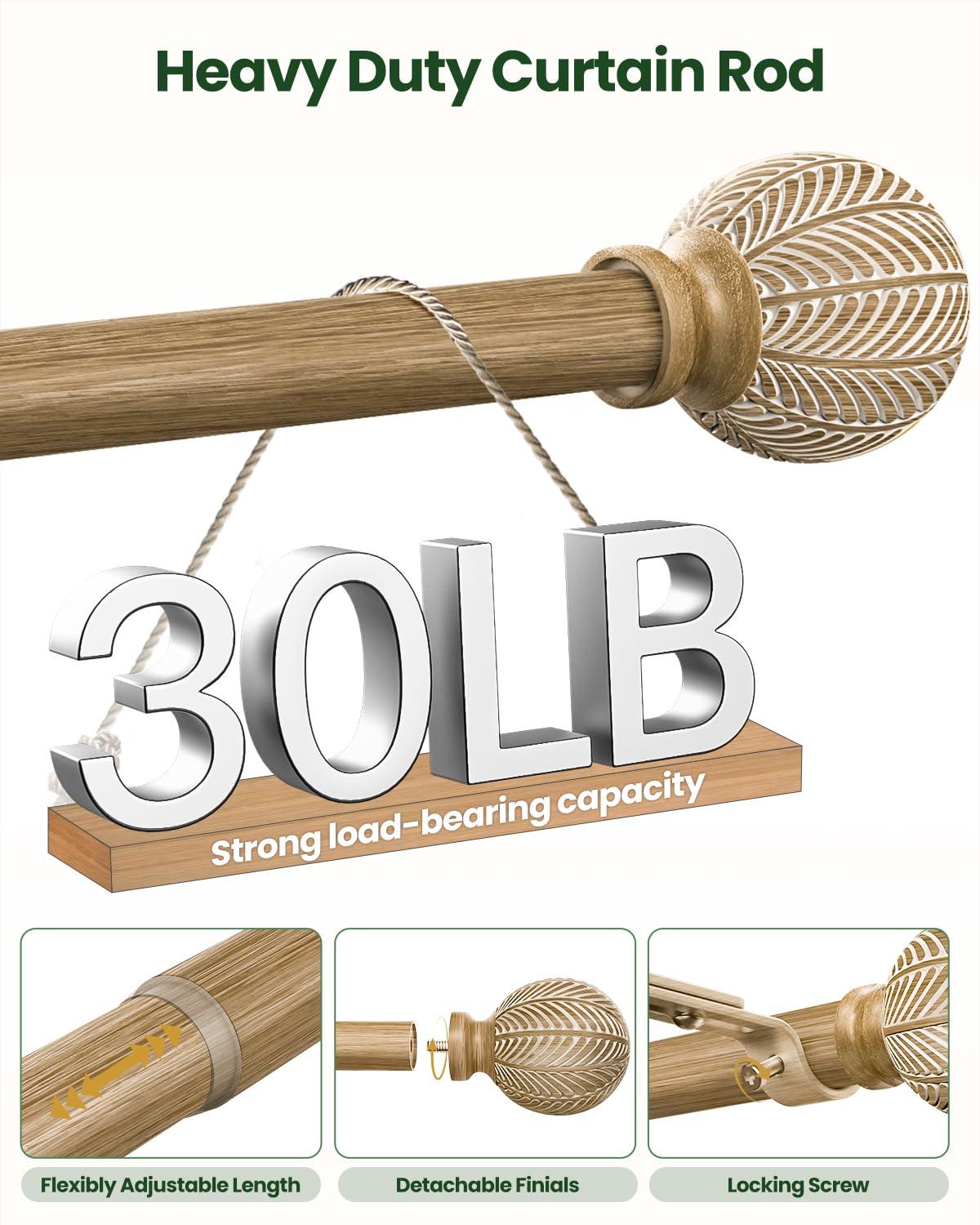 OICIPT adjustable curtain rod spans 36 to 88 inches for versatile windows.