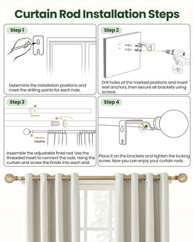 OICIPT easy installation curtain rod enables quick setup with included hardware.