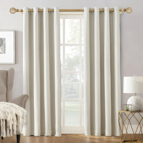 OICIPT wood grain curtain rod shows a 1-inch diameter for sturdy drapery support.