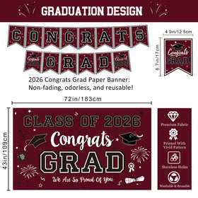 Oigco graduation backdrop polyester design for reusable party decor.