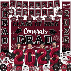 Oigco graduation banner 2026 maroon and black for a polished ceremony backdrop.