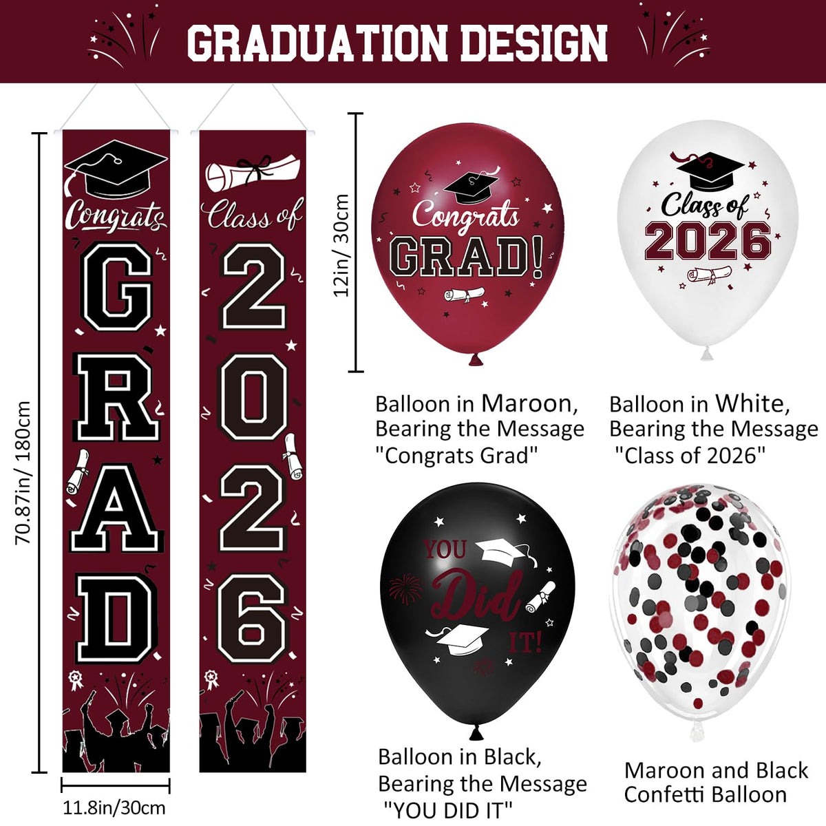 Oigco graduation hanging swirls adding festive movement to celebrations.