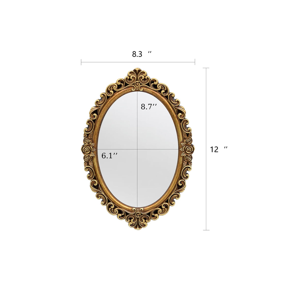 OIGUMR oval mirror doubles as a functional dresser tray for perfumes.