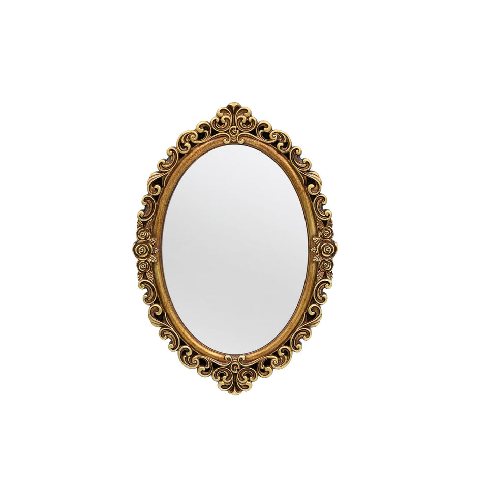OIGUMR oval small mirror with resin frame for compact wall decor.