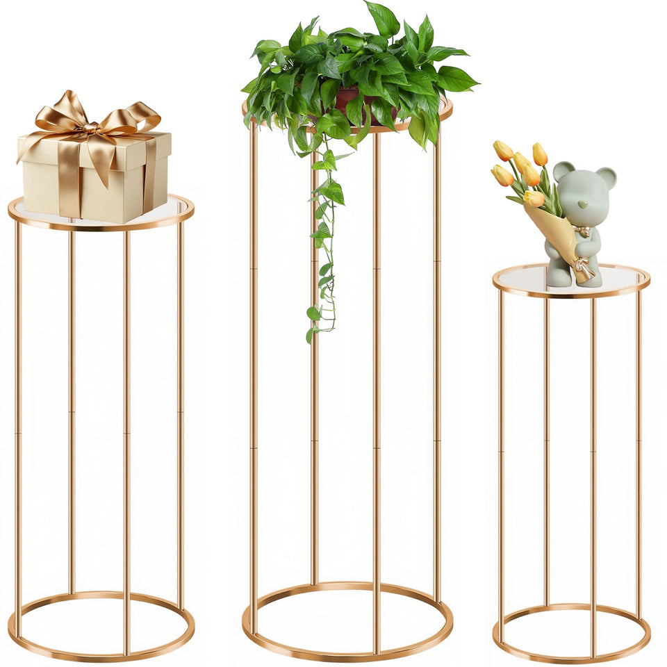 OIHYA cylinder stands rose gold cake display elevates desserts with elegance.