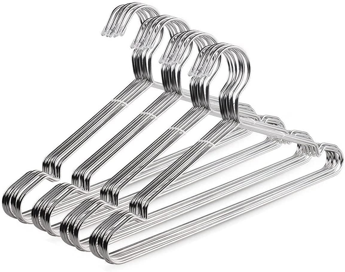 OIKA 40-pack stainless steel hangers with grooves protect delicate fabrics and organize wardrobe