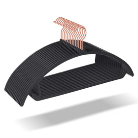 OIKA Hangers 50 pack arranged in a compact closet for space saving.