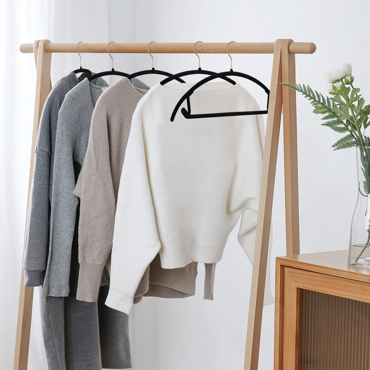 OIKA Hangers anti-slip grooves secure delicate fabrics like silk.