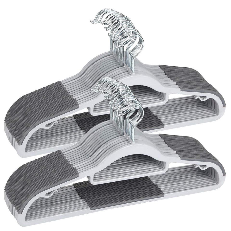 OIKA Hangers with non-slip textured shoulders for secure garment grip.