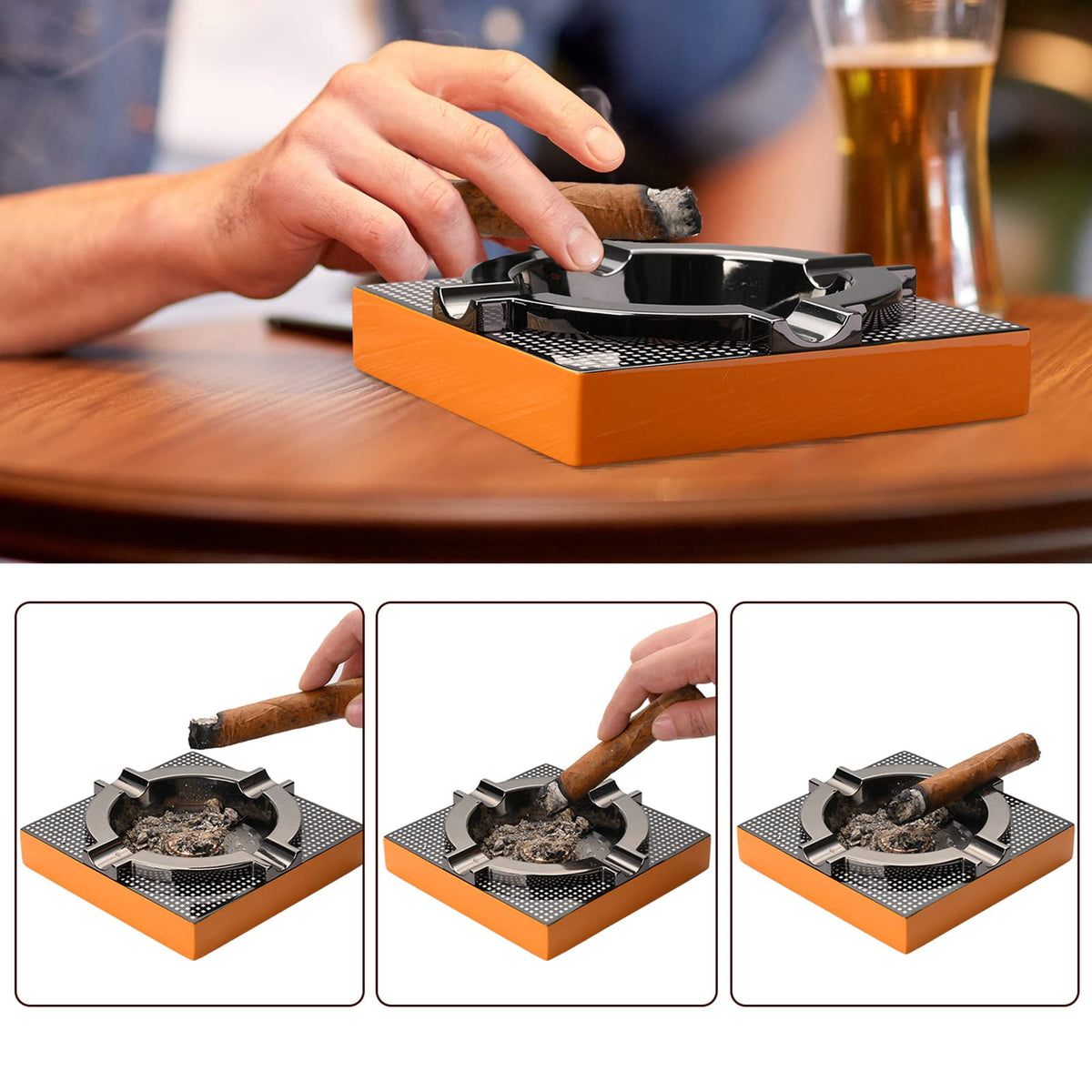 OILP outdoor decor ashtray ideal for patios and garden spaces.