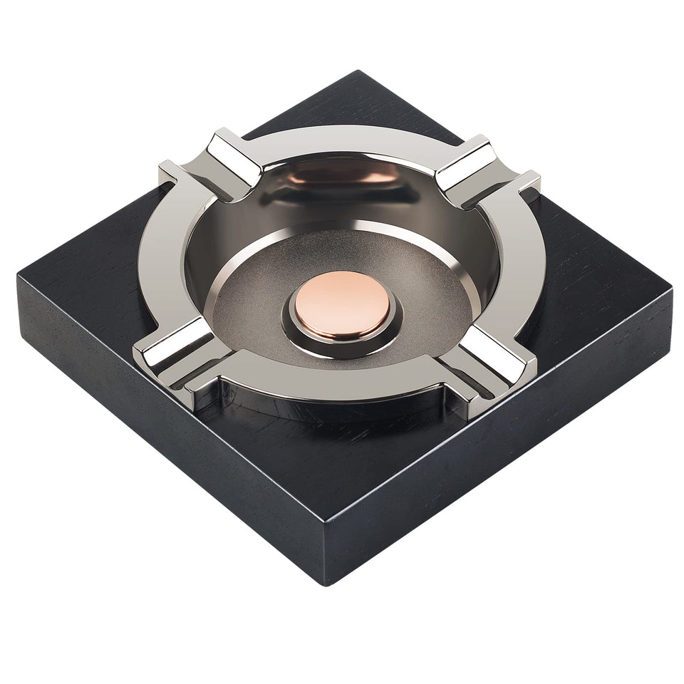 OILP cigar ashtray with wood base sturdy support for cigars