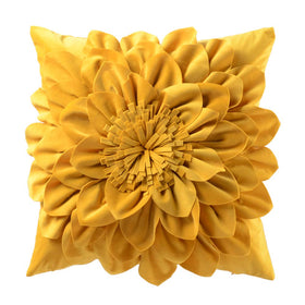 OiseauVoler 3D flower pillow cover in yellow close-up enhances velvet softness