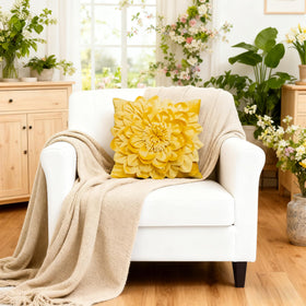 OiseauVoler yellow velvet cover showcased folded texture adds decorative charm