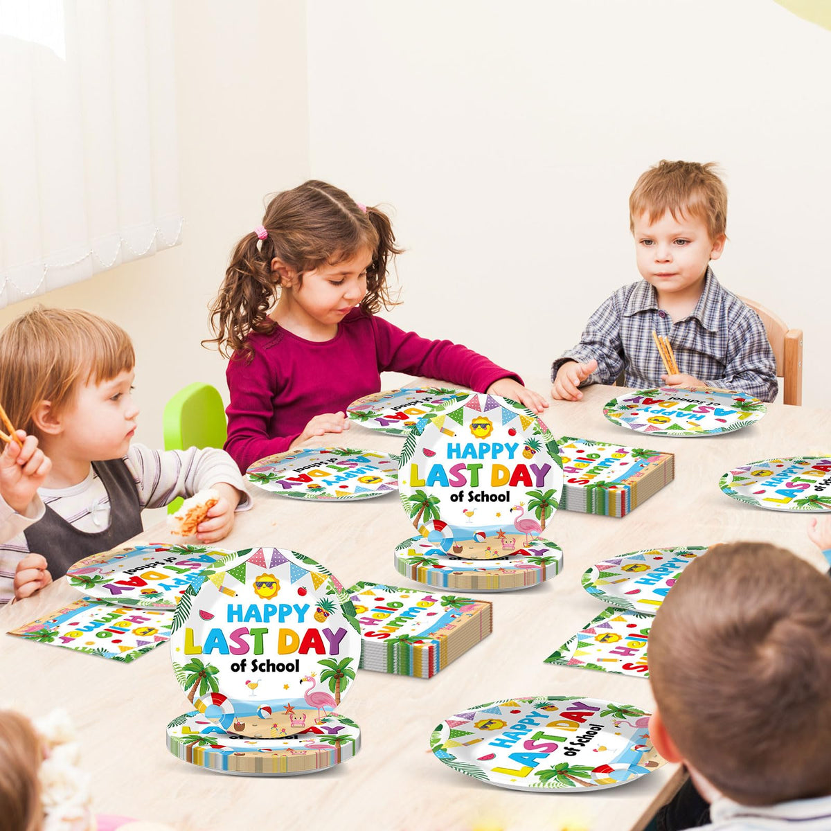 Oitnlaughter birthday party table setting supports easy serving and color coordination