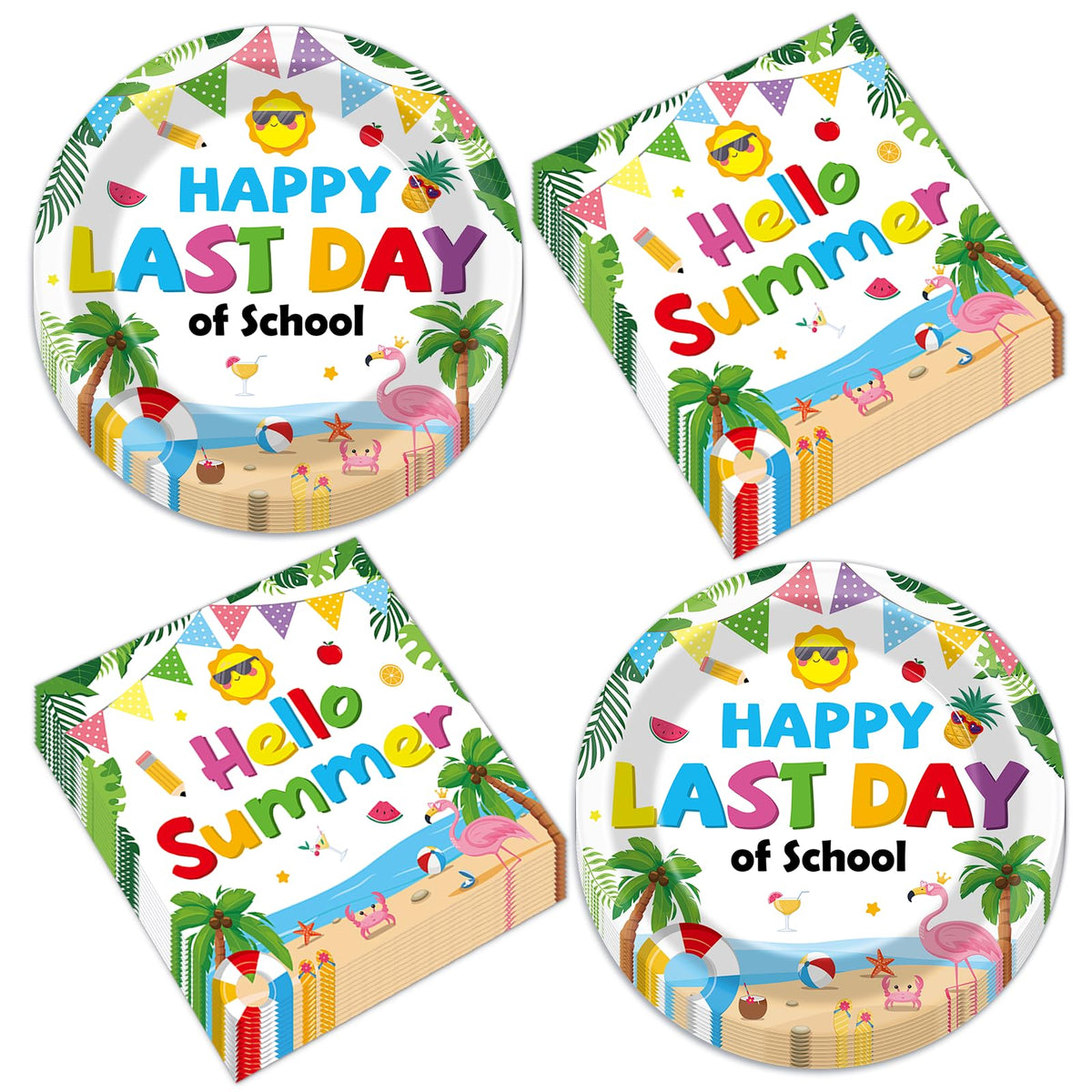 Oitnlaughter happy last day plates with chalkboard art for quick cleanup after celebrations