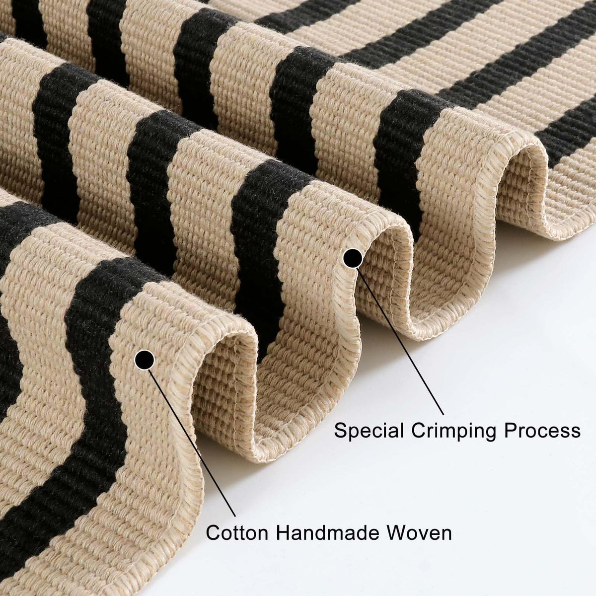 OJIA Two-tone stripe rug suitable for indoor-outdoor use with soft underfoot feel.