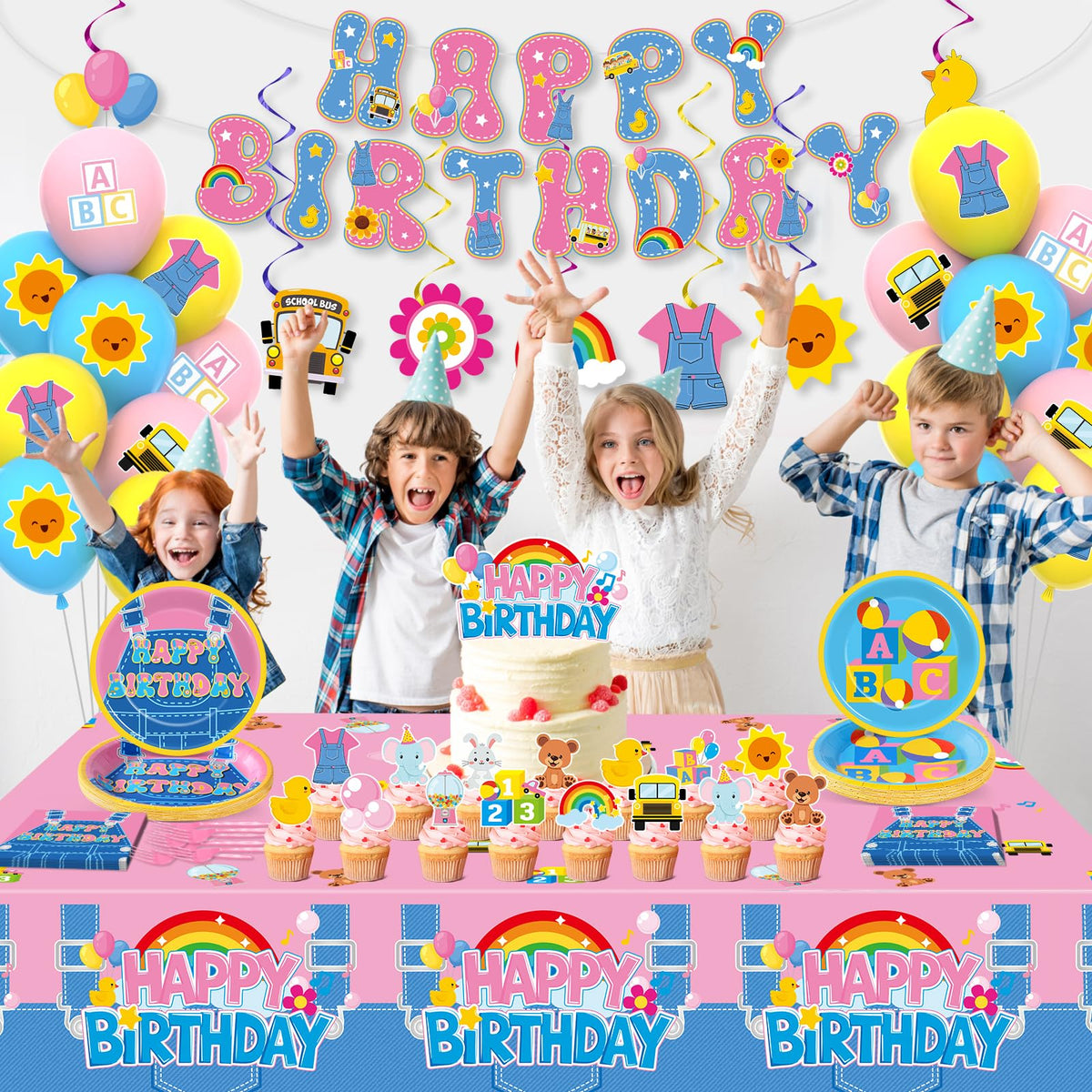 ojustbeok birthday tablecloth 274x137 cm is waterproof and easy to clean.