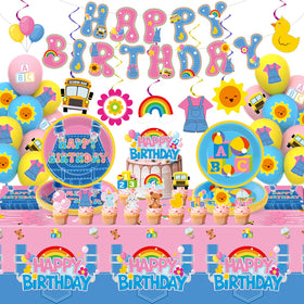 ojustbeok cartoon teacher banner brightens party ambience and photo moments.