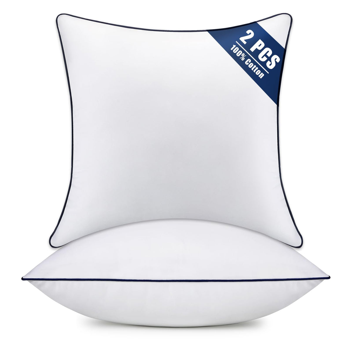 OKBA 24x24 pillow inserts with blue edge for sofa comfort and fluff.