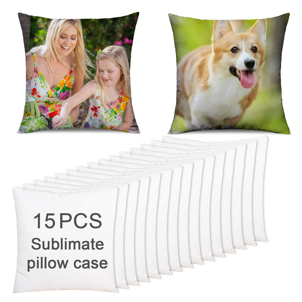 OKBA sublimation pillowcase 16x16 white satin close-up shows glossy surface for vibrant prints.