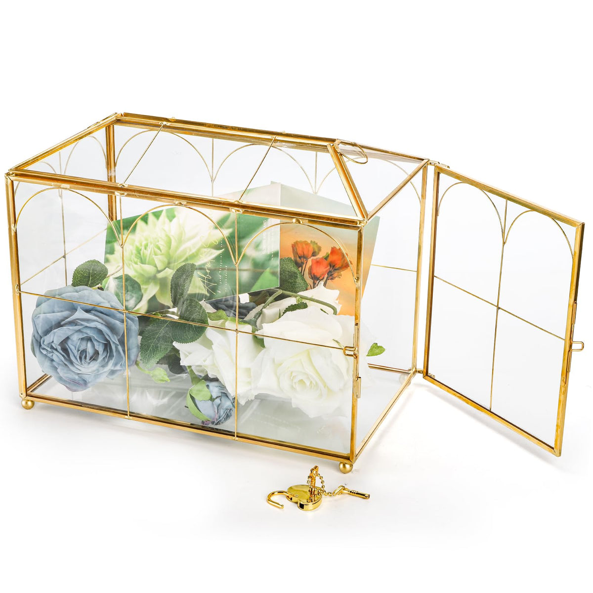 Okllen elegant room decor accent in gold and glass