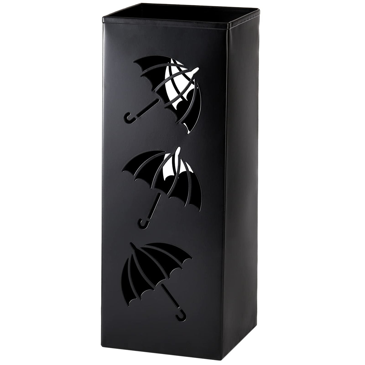 Okllen metal umbrella holder in entryway keeps umbrellas organized and accessible.