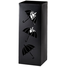 Okllen metal umbrella holder in entryway keeps umbrellas organized and accessible.