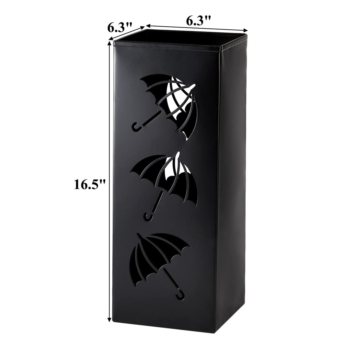 Okllen umbrella holder with black metal finish adds modern decor.