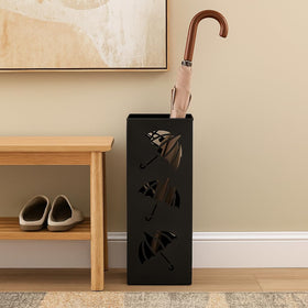 Okllen umbrella holder organizes canes and wrapping paper near the door.