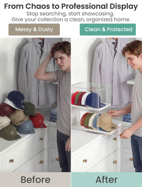 OKPOW magnetic-door keeps dust out while showing your caps