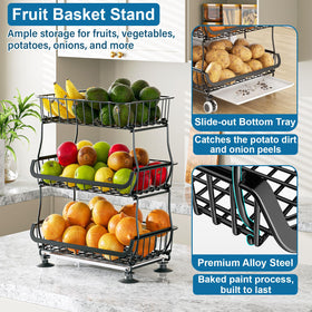 OKZEST countertop fruit and vegetable basket keeps produce within reach