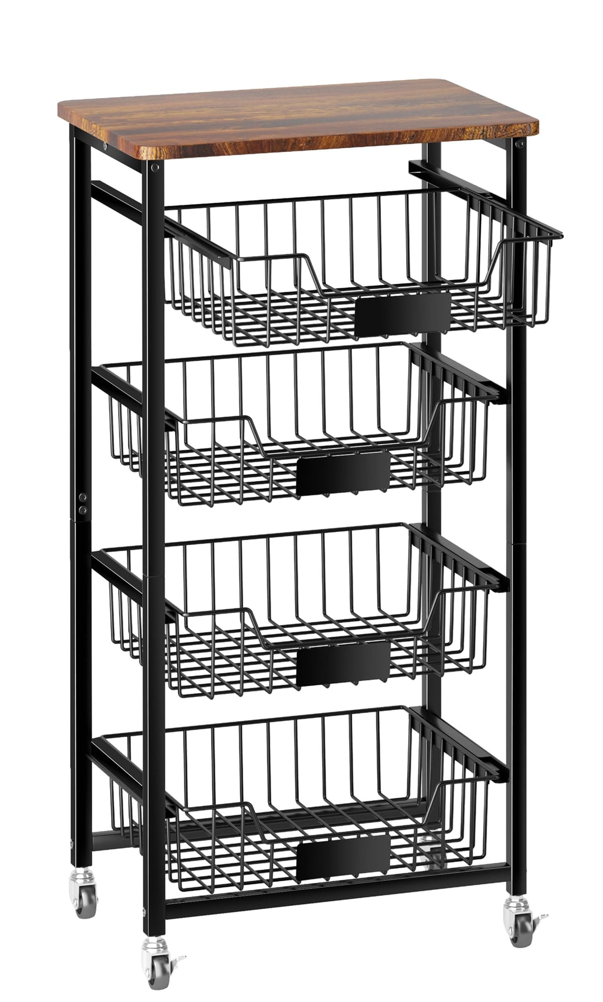 OKZEST fruit basket cart with wood top for organized fruit storage and prep.