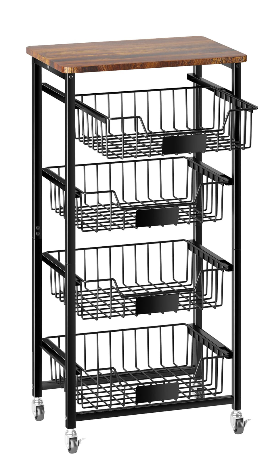 OKZEST fruit basket cart with wood top for organized fruit storage and prep.