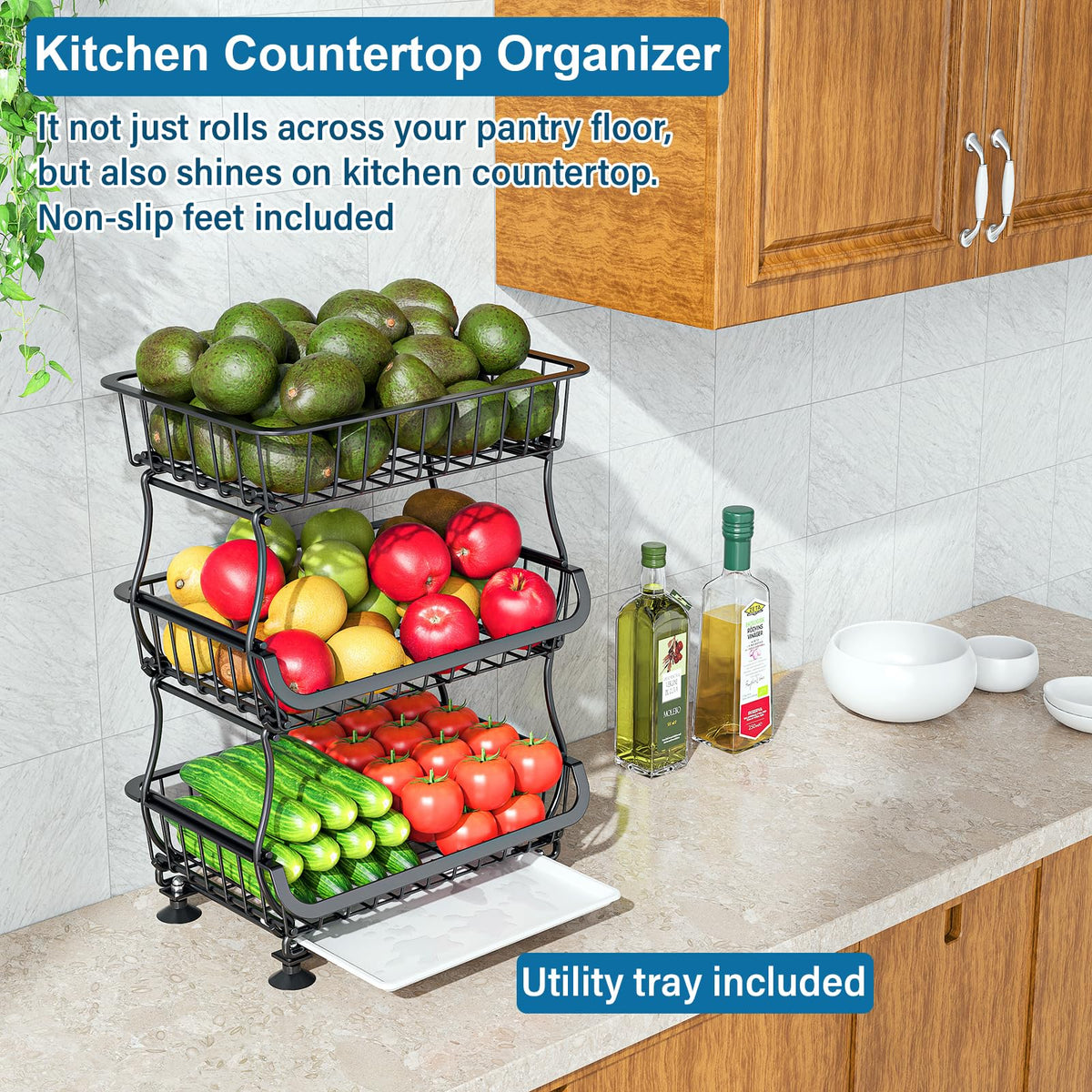OKZEST slide-out bottom tray catches dirt and peels for easier cleaning