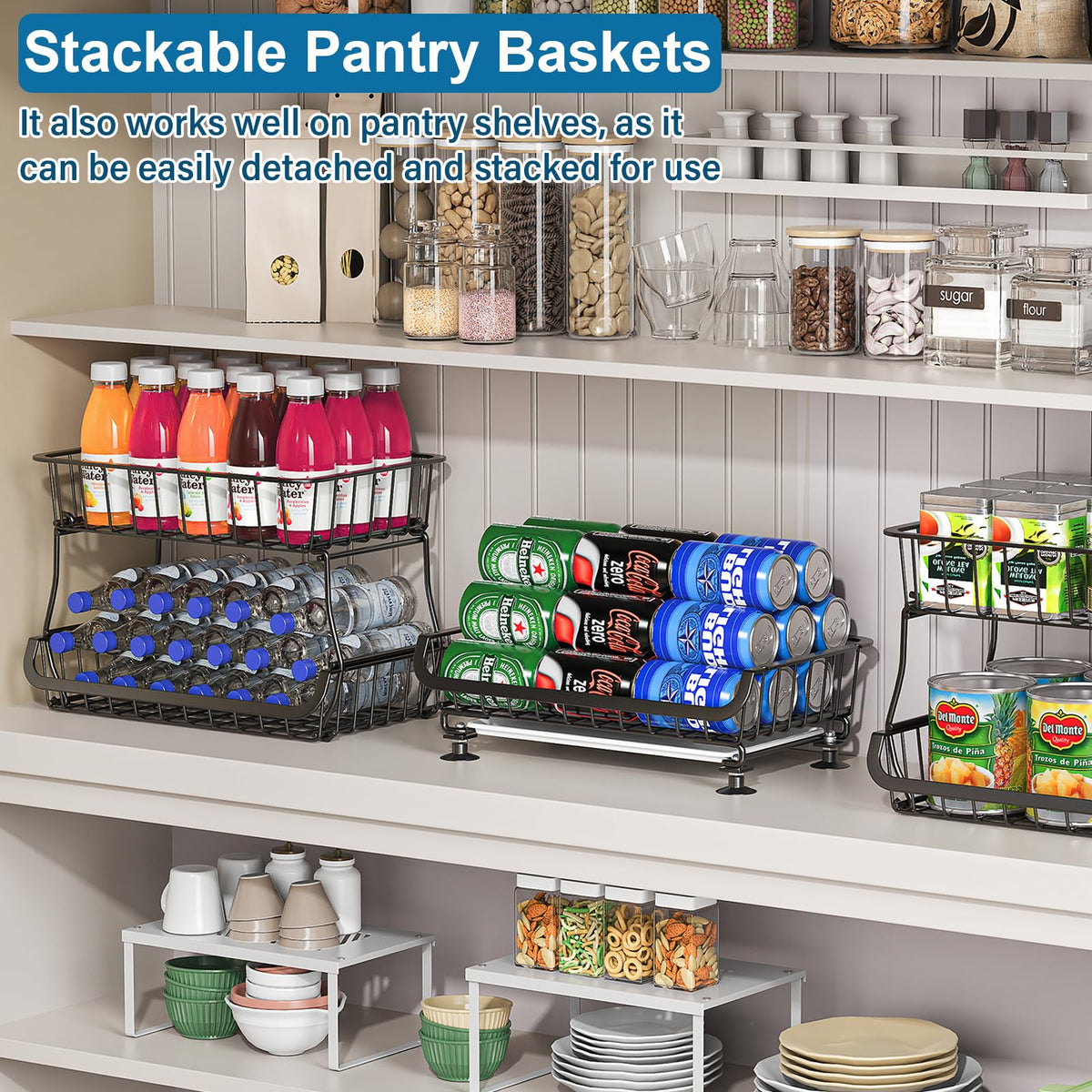 OKZEST under-shelf pantry storage neatly fits under existing shelves