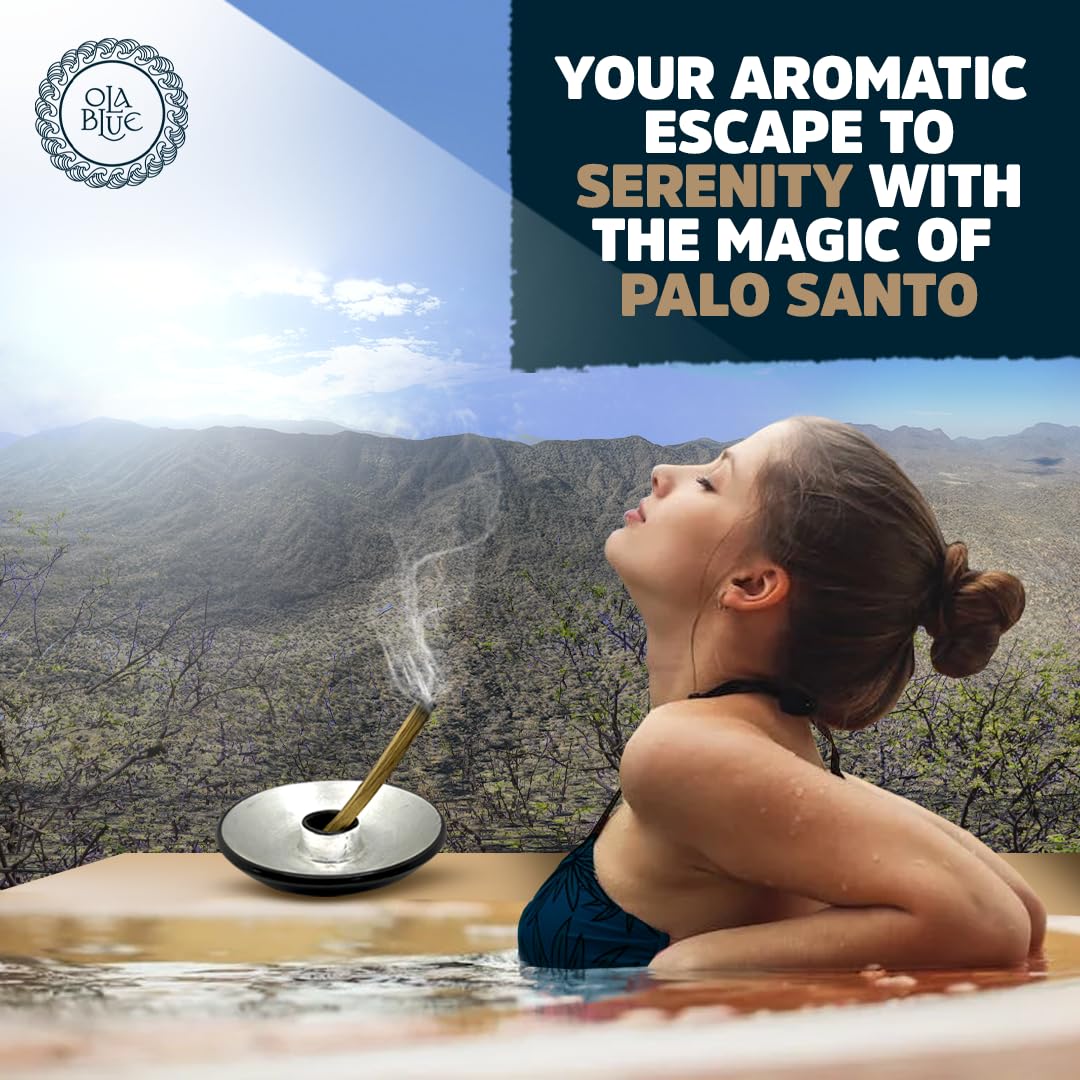 OLA BLUE Sustainably harvested Palo Santo used in a ceremonial setting.
